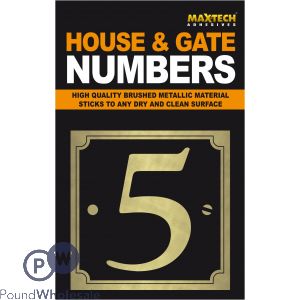 Adhesive House And Gate Number Black With Gold Number 5