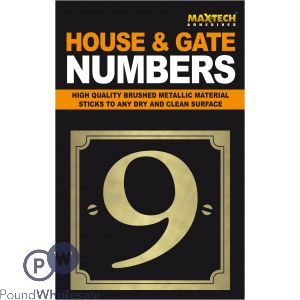 Adhesive House And Gate Number Black With Gold Number 9
