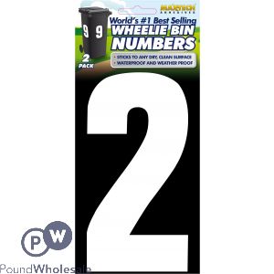 2pk Value Adhesive White Wheelie Bin Numbers 2