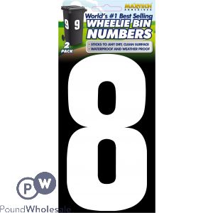 2pk Value Adhesive White Wheelie Bin Numbers 8