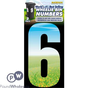 2pk Adhesive Meadow Wheelie Bin Number 6