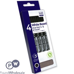 White Board Markers & Erasers Blank Ink 4 Pack