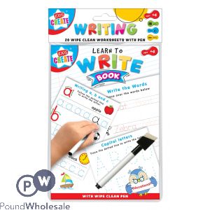 Kids Create Educational A5 20 Write Wipe Clean Sheets With Pen