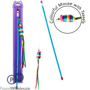 World Of Pets Colourful Mouse With Tassels Teaser Cat Toy