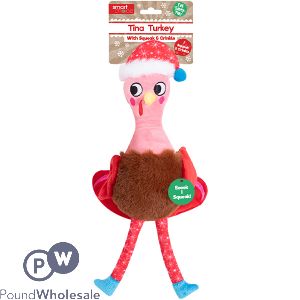 Smart Choice Squeaky Crinkle Plush Christmas Turkey Dog Toy 35cm