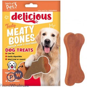 World Of Pets Meaty Bone-Shaped Dog Treat 4 Pack 80g