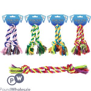 World Of Pets Double Rope Tug Dog Toy 38cm Assorted Colours
