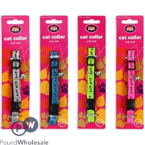 World Of Pets FisHBone Cat Collar With Bell 4 Assorted Colours