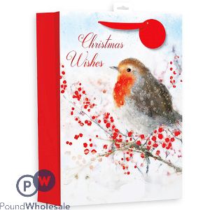 Giftmaker Christmas Wishes Robin Gift Bag Xl