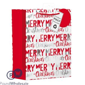 Giftmaker Red & Silver Merry Christmas Gift Bag Medium