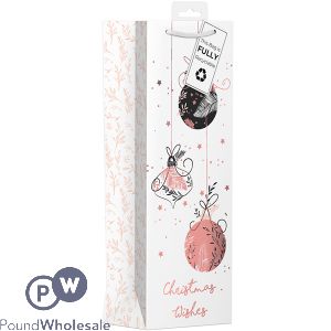 Giftmaker Christmas Rose Baubles Gift Bag Bottle