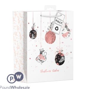 Giftmaker Christmas Rose Baubles Gift Bag Medium