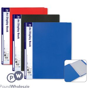 A4 20 Pocket Display Book Assorted Colours