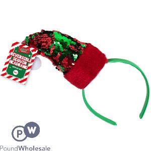 Christmas Reversible Sequin Elf Hat Headband