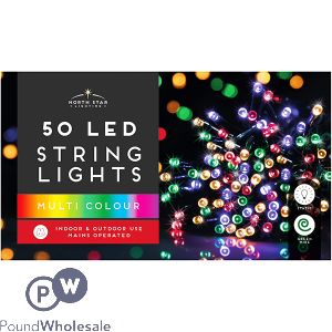 Christmas Multicoloured 50 Led String Lights 4.5m