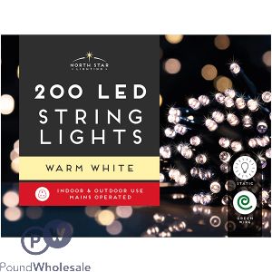 Christmas Warm White 200 LED String Lights 14.4m