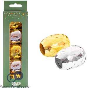 Christmas Gold &amp; Silver Foil Curling Ribbon 5 Pack