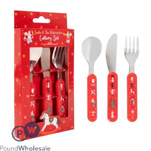 Christmas Santa & The Nutcracker Kids Cutlery Set 3pc