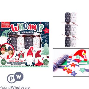 Christmas Who Am I Game Crackers 6 Pack 9&quot;