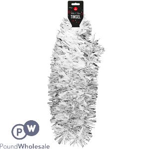 Christmas White &amp; Silver Tinsel 2m