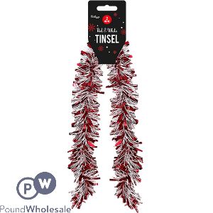 Christmas Red & White Tinsel 2m