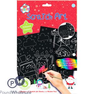 Kids Create Rainbow Colours Christmas Scratch Art Set