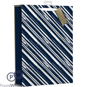 Blue & Gold Stripes Gift Bag Xl