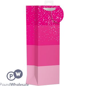 Giftmaker Pink & Silver Stripes Gift Bag Bottle