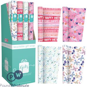 Giftmaker Female Mix Recyclable Gift Wrap 3m CDU