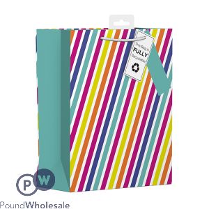 Giftmaker Rainbow Stripes Gift Bag Medium