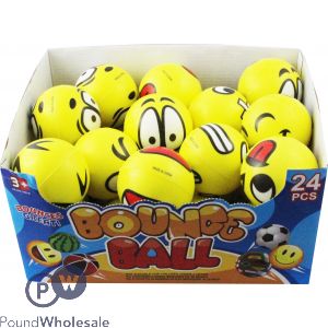 Funny Face Sponge Bounce Ball 24pc Cdu