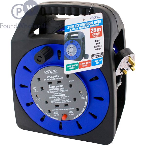 STATUS 2-GANG 13AMP EXTENSION CABLE REEL 5M