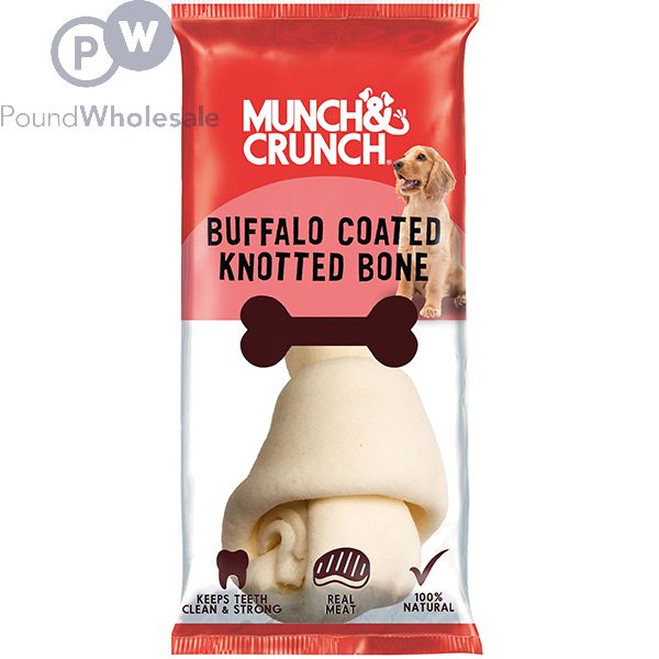 Wholesale Munch Crunch Buffalo coated Knotted Dog Bone Pound Wholesale