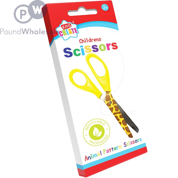 Pack 2 Animal Print Pattern Childrens Kids Safety Scissors Arts & Craft  School 5012128268212