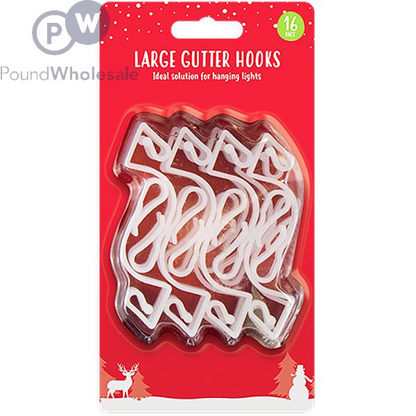 16 Pack Giant White Gutter Hooks for Hanging Christmas Lights