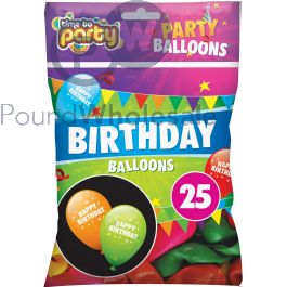 Wholesale Time To Party Birthday Balloons 25pk | Pound Wholesale