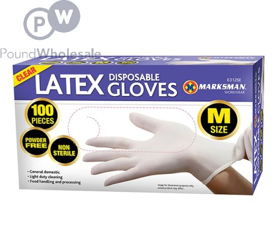 Wholesale Marksman Clear Latex Disposable Gloves Medium 100pc | Pound ...