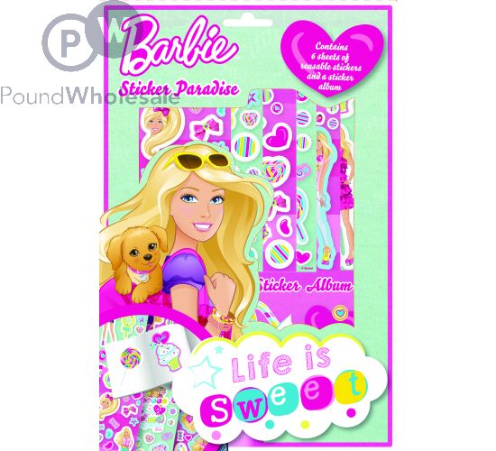 Wholesale Barbie Sticker Paradise Contains 6 Sheets Of Reusable And Sticker Album Pound Wholesale