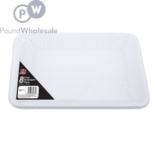 DELUXE DISPOSABLE LARGE RECTANGULAR PLATES 26CM X 19CM 8 PACK