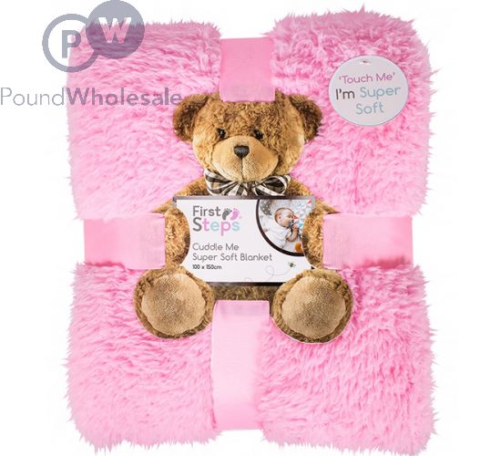 Wholesale First Steps Cuddle Me Super Soft Pink Sherpa Blanket 100 X 150cm Pound Wholesale