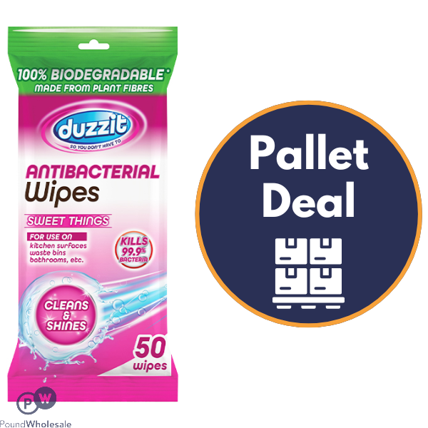 Duzzit Sweet Things Biodegradable Anti-bacterial Wipes 50 Pack Pallet Deal