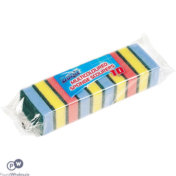 Duzzit Multicoloured Sponge Scourers 10 Pack