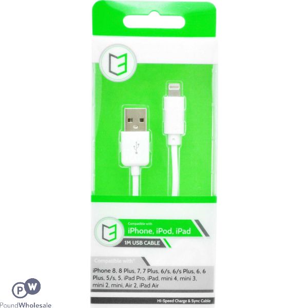 Vibe iPhone White USB Cable 1m