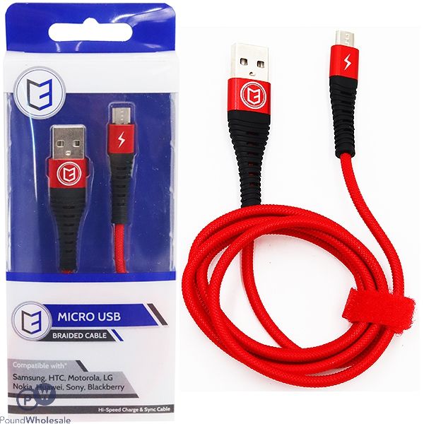 Micro Usb Hi-speed Charge & Sync Braided Cable Red