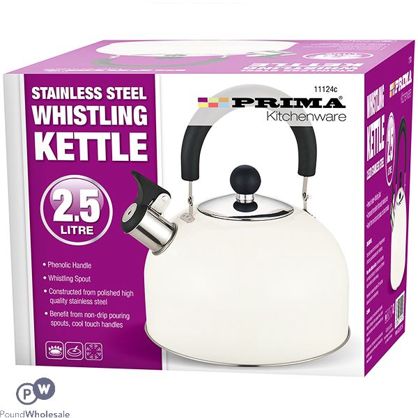 Prima Stainless Steel Cream Whistling Kettle 2.5l