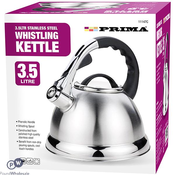 Prima Stainless Steel Chrome Whistling Kettle 3.5l