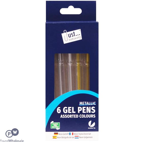 6pc GEL PENS GOLD & SILVER