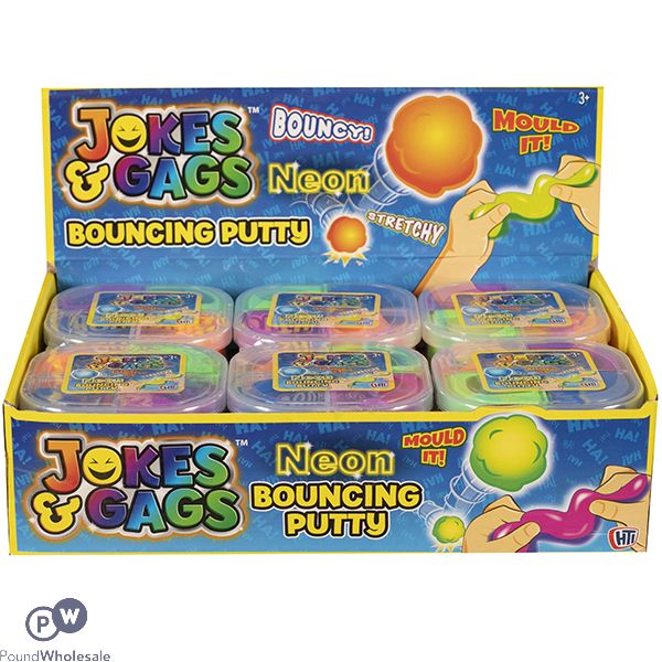 Jokes & Gags Mixed Colour Neon Bouncing Putty Cdu