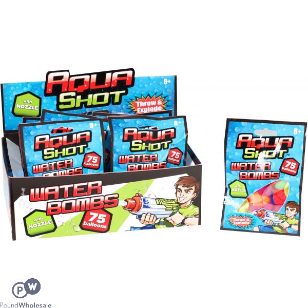 Aqua Shot Water Bombs with Nozzle 75 Pack