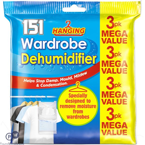 151 Hanging Wardrobe Dehumidifier 180g 3 Pack